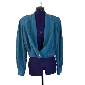 Cache Blue Long Sleeve Blazer Sweater